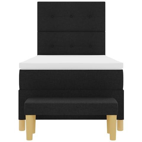 Letto a Reticolo con Materasso e Panchina Nera 80x200 cm Tessuto - Foto 9