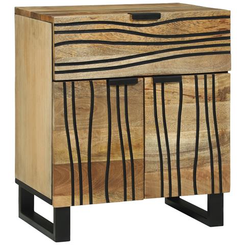 Comodino 50x33x60 cm Legno massello di mango - Foto 1