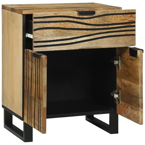 Comodino 50x33x60 cm Legno massello di mango - Foto 2