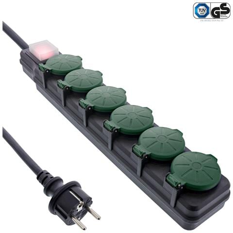 16496T prolunghe e multiple 10 m 6 presa (e) AC Interno /esterno Nero, Verde - Foto 1