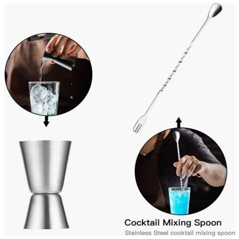 Set Da Barman Boston Shaker 13 Pezzi In Acciaio Inox Argento - Kit Completo Per Cocktail - Foto 7
