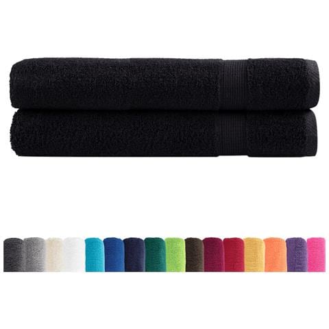 Asciugamani SOLUND 2 pz Neri 100x200 cm 600 g/m² - Foto 2