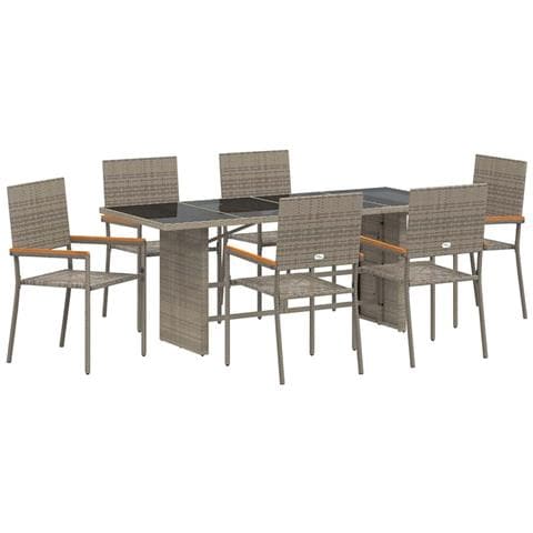 Set da Pranzo per Giardino 7 pcs Grigio 190 x 80 x 75 cm - Foto 1