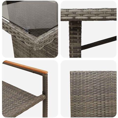 Set da Pranzo per Giardino 7 pcs Grigio 190 x 80 x 75 cm - Foto 9