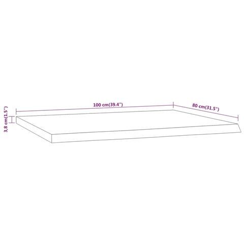 Piano Scrivania 100x80x3,8 Rettangolare Legno Acacia Bordi Vivi - Foto 8