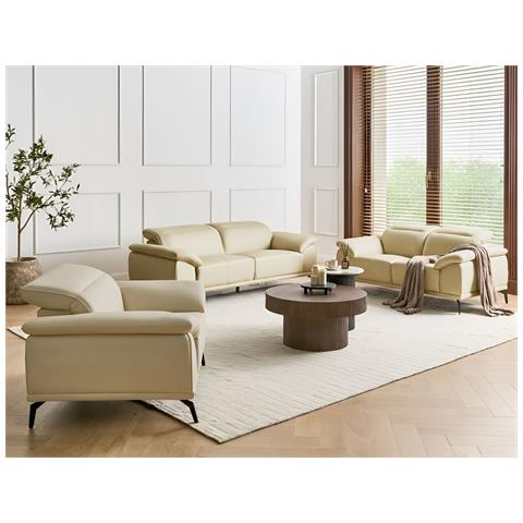 Set Da Salotto 6 Posti Vejen Pelle Sintetica Beige - Foto 1