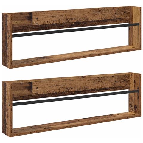 Scaffale per riviste 2 pcs Legno vecchio 100 x 12 x 30 cm - Foto 1