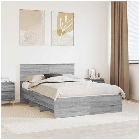 Struttura del letto con testiera Grigio Sonoma 150 x 200 cm - Foto 2