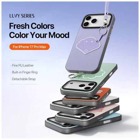 Cover per iPhone 17 Pro Max - PC+Pelle /PU, Viola, Con Anillo - Foto 2
