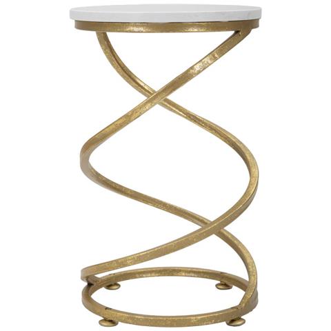Tavolinetto Spiral Marble In Ferro E Resina Effetto Marmo - Ø 27,5 X H 47,5 Cm - Foto 1