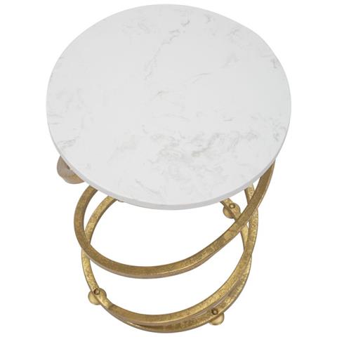 Tavolinetto Spiral Marble In Ferro E Resina Effetto Marmo - Ø 27,5 X H 47,5 Cm - Foto 2