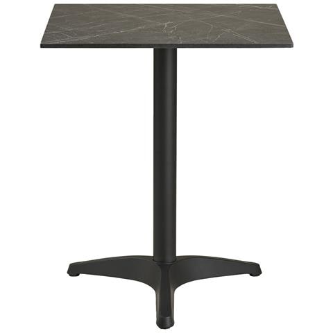 Tavolino Bistrot Quadrato Effetto Marmo Grigio Scuro Con Gambe In Alluminio Nero - Foto 1