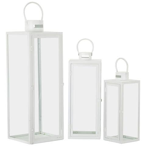 Set 3 Lanterne White In Ferro Bianco E Vetro In Tre Misure - Foto 1