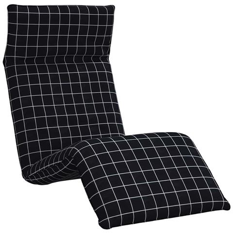 Lettino Pieghevole Quadri Neri 175x54x8,5 cm in Tessuto Oxford - Foto 1