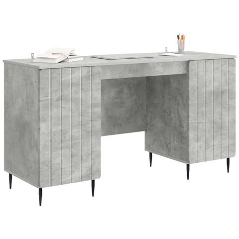 Scrivania con lo scaffale Grigio Cemento 142,5 x 50 x 75 cm - Foto 2