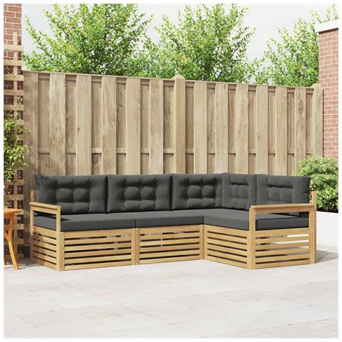 Set di divani da esterno 5 pcs Bianco e Antracite Poliestere - Foto 2