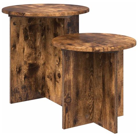 Set tavolini 2 pcs Quercia Affumicata Legno ingegnerizzato - Foto 1