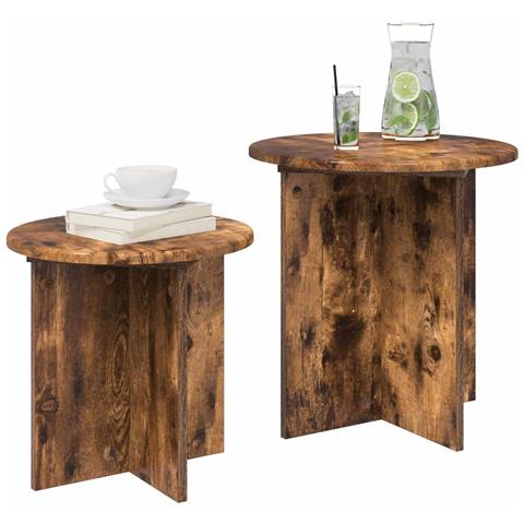 Set tavolini 2 pcs Quercia Affumicata Legno ingegnerizzato - Foto 2
