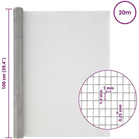 Rete per schermatura 100 x 2000 cm 18 Mesh Argento - Foto 7