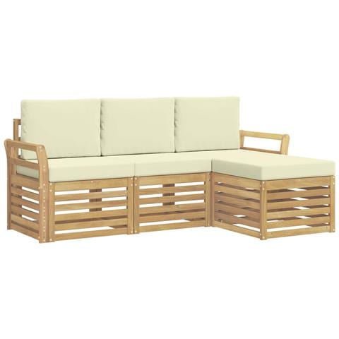 Set di divani da esterno 4 pcs Bianco e Crema - Foto 1