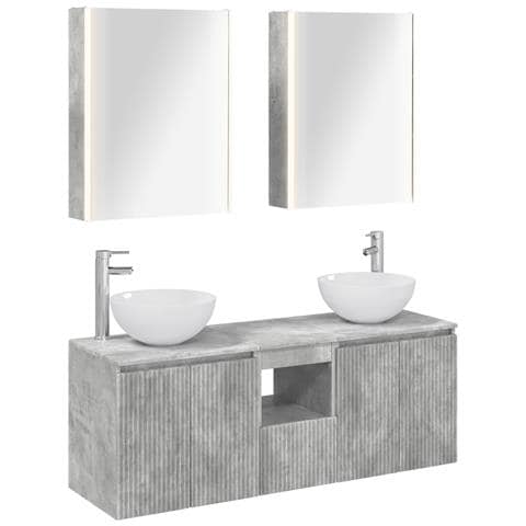 Set di Armadi da Bagno 5 pcs Grigio Cemento 53 x 15,5 x 70 cm - Foto 1