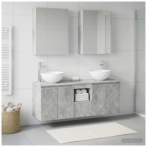 Set di Armadi da Bagno 5 pcs Grigio Cemento 53 x 15,5 x 70 cm - Foto 2