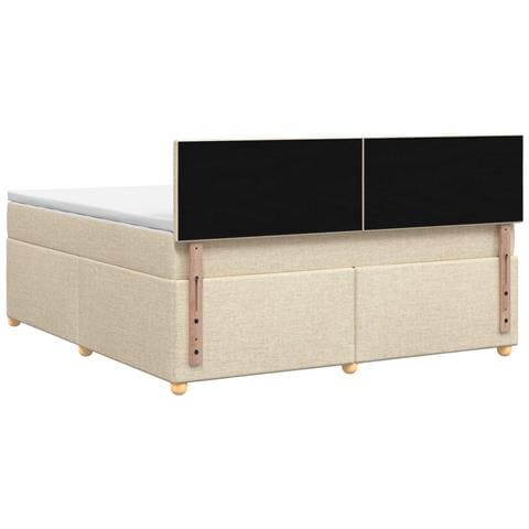 Letto box spring con materasso Crema 140 x 190 cm Tessuto - Foto 2