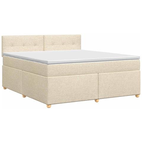 Letto box spring con materasso Crema 140 x 190 cm Tessuto - Foto 1