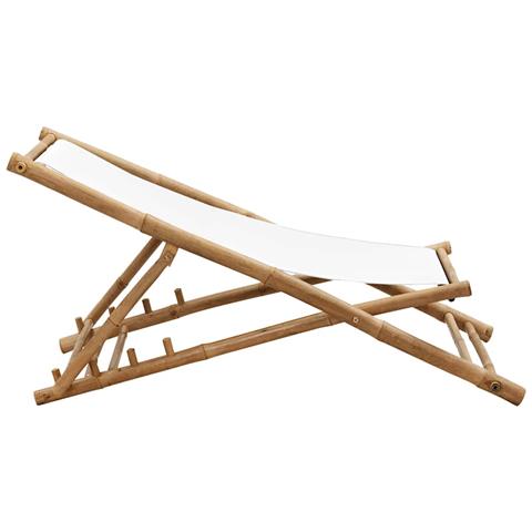 Sedia a Sdraio da Esterno in Bambù e Tela - Foto 2