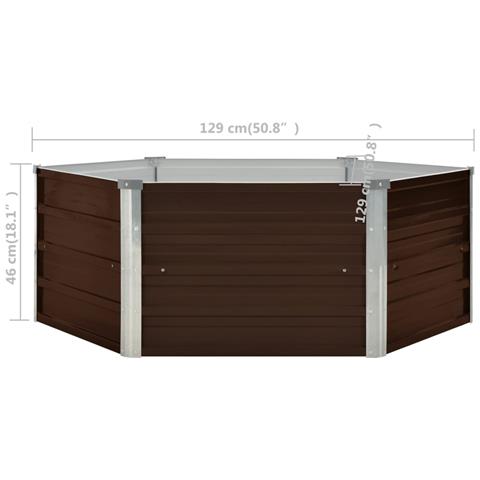 Letto di Coltura Rialzato Marrone 129x129x46cm Acciaio Zincato - Foto 2