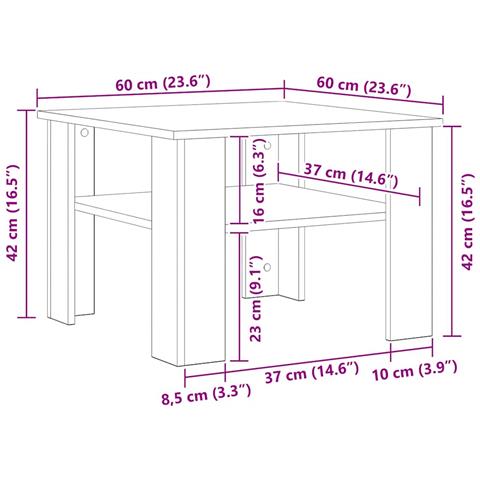 Tavolino da Salotto Bianco Lucido 60x60x42 cm Legno Multistrato - Foto 2