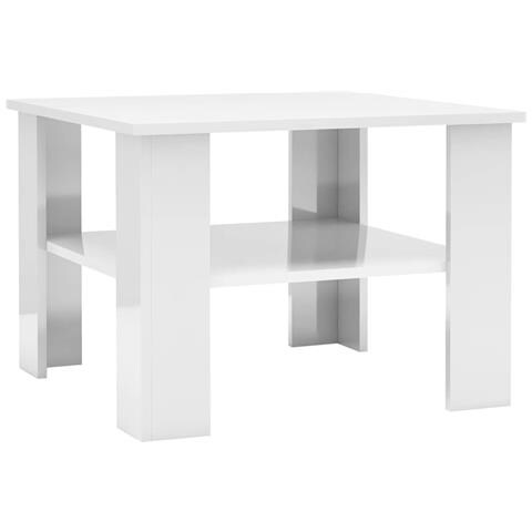 Tavolino da Salotto Bianco Lucido 60x60x42 cm Legno Multistrato - Foto 1