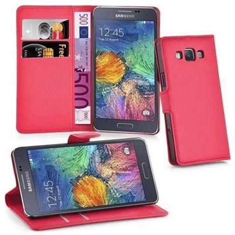Custodia Compatibile Con Samsung Galaxy A7 2015 In Rosso Carminio - Coperchio Protettiva Con Chiusura Magnetica, Funzione Stand E Tasca Per Le Carte - Foto 1