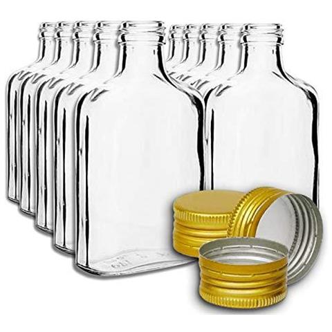 10 Pocket Flask Bottiglie Da 100 Ml Con Tappo A Vite Doro Per Il Vino Whisky O Spiriti - Foto 1