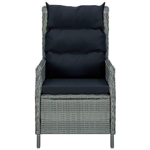 Set Pranzo da Giardino 9pz con Cuscini Polyrattan Grigio Chiaro - Foto 2