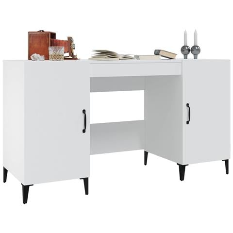 Scrivania Bianca 140x50x75 Cm In Legno Multistrato - Foto 2