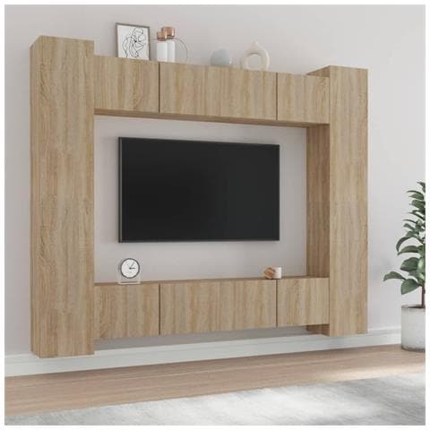 Set Mobili Porta TV 8pz Rovere Sonoma in Legno Multistrato - Foto 6