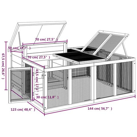 Conigliera Grigia 144x123x67,5 Cm In Legno Massello Di Pino - Foto 6