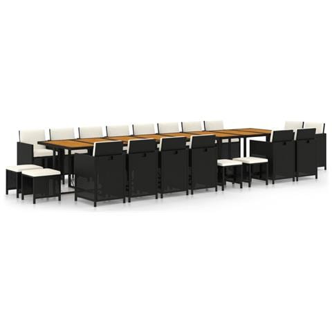 Set Da Pranzo Da Giardino 21 Pz Con Cuscini In Polyrattan Nero - Foto 1