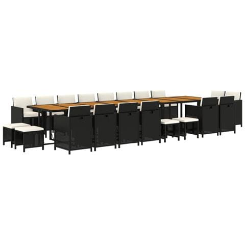 Set Da Pranzo Da Giardino 21 Pz Con Cuscini In Polyrattan Nero - Foto 10