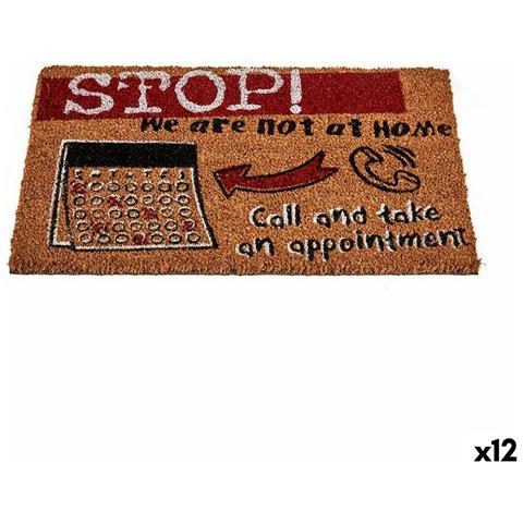 Zerbino Stop Nero Rosso Naturale Fibra Di Cocco 40 X 1,5 X 60 Cm (12 Unità) - Foto 1