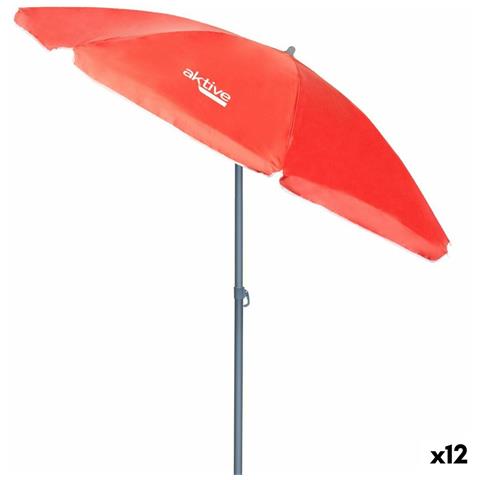 Ombrellone Aktive Uv50 Ø 180 Cm Corallo Poliestere Alluminio 180 X 187 X 180 Cm (12 Unità) - Foto 1