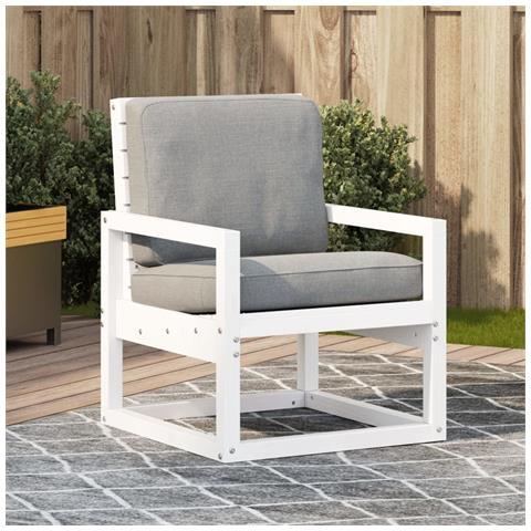 Sedia da Giardino Bianca 57,5x63x76 cm Legno Massello di Pino - Foto 1