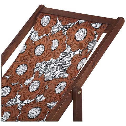 Set Di 2 Sedie A Sdraio Legno Acacia Scuro Motivo Papaveri Rosso E Bianco Anzio - Foto 2