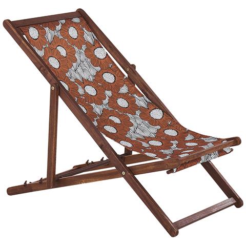 Set Di 2 Sedie A Sdraio Legno Acacia Scuro Motivo Papaveri Rosso E Bianco Anzio - Foto 7