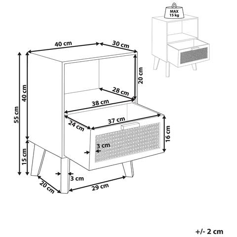 Comodino 1 Cassetto Seney Legno Di Paulownia Marrone Chiaro - Foto 16