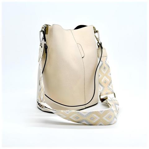 Borsa A Tracolla Venezia - Beige - Pelle Di Vitello Dollaro - 24x16,5x27,5 Cm - Foto 2