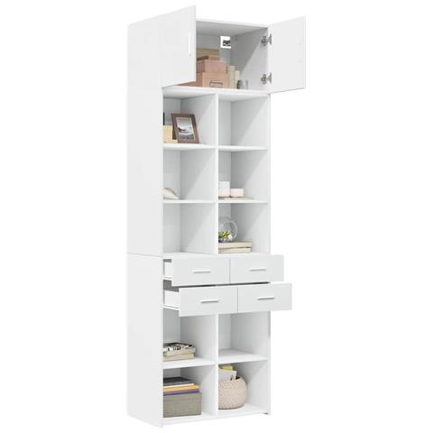 Mobile Portaoggetti Bianco 70x42,5x225 Cm In Truciolato - Foto 2