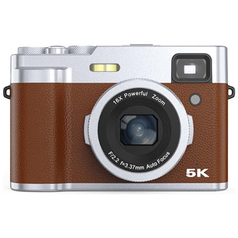 Fotocamera Digitale 5k Con Fotocamere Anteriore E Posteriore, Mirino, Autofocus, Anti-shake Brown - Foto 1