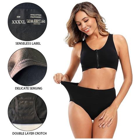 Mutande A Vita Alta In Cotone Black+grey M - Foto 5